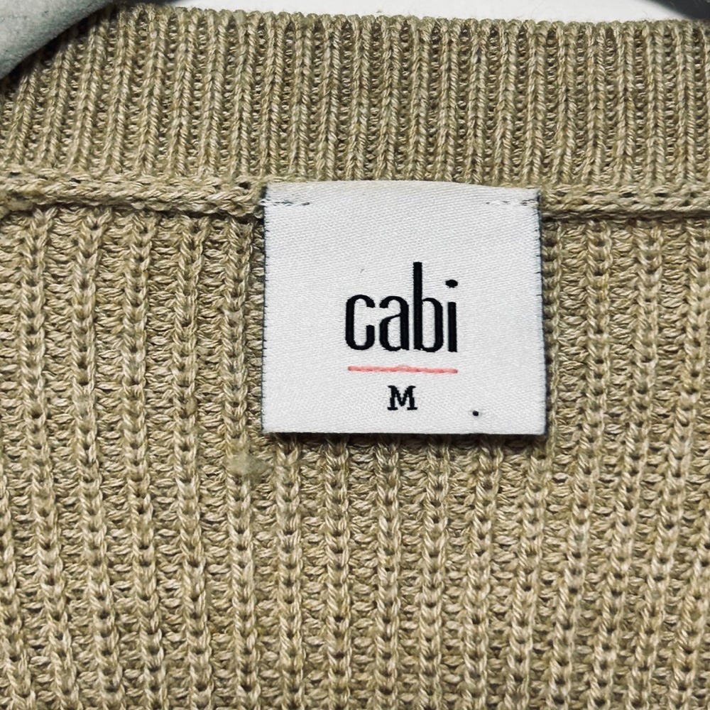 Cabi Cardigan Women M Tan Longline Hook Eye Ribbed Knit Duster 3359 Neutral Core - Picture 3 of 11